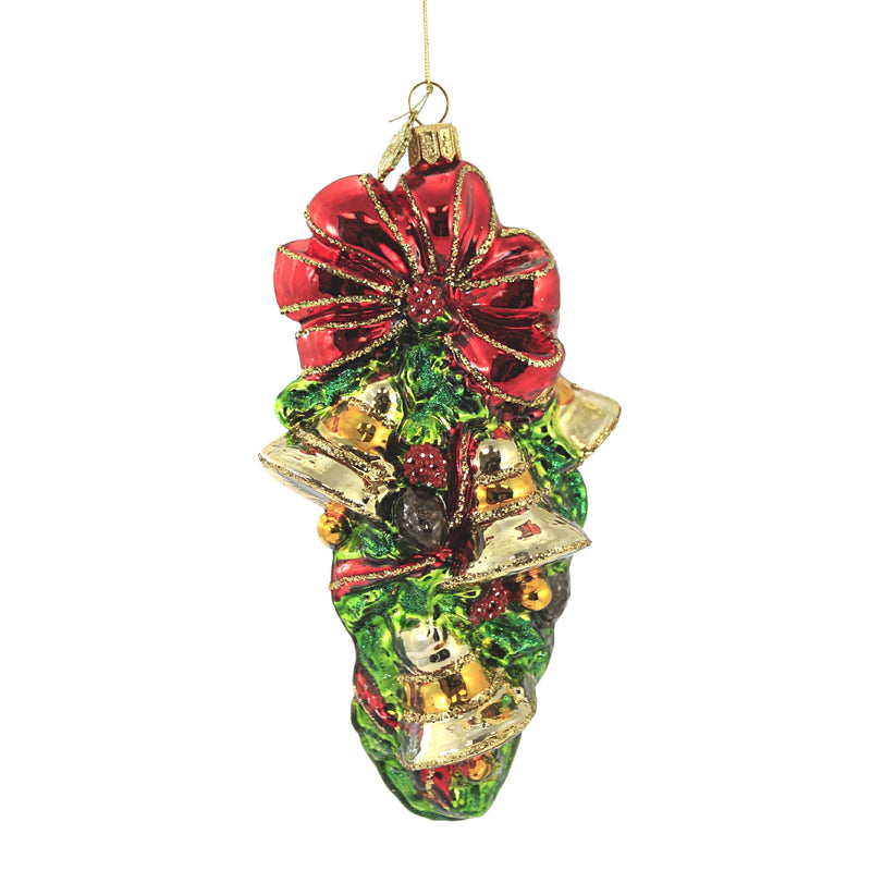 Huras Family Bells Of Christmas - 1 Glass Ornament 6.75 Inch, Glass - Ornament Ringing Golden S808 (51955)