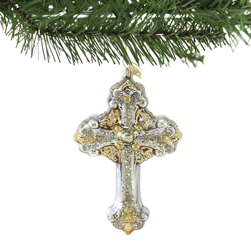 Huras Family Silver Gold Ornate Cross - - SBKGifts.com