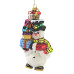 Huras Stacked Snowman Glass Ornament Gifts Christmas S594 (51966)