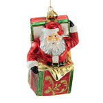 Huras Santa In The Box Glass Ornament Jack Christmas S625 (51975)