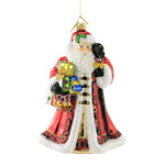 Huras Santa W/ Drum & Colorful Gifts Glass Ornament Christmas Staff S455a