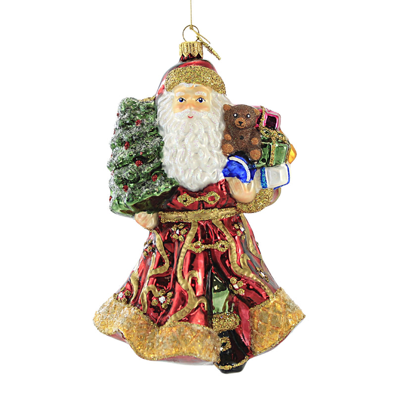 Huras Santa In Floral Coat Glass Ornament Regal Christmas Bear S352
