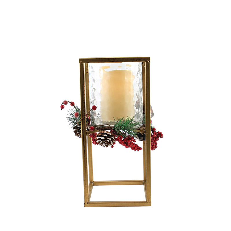Christmas Berry Small Candle Holder Metal Led Pinecones Home Decor Ge1016 (51998)