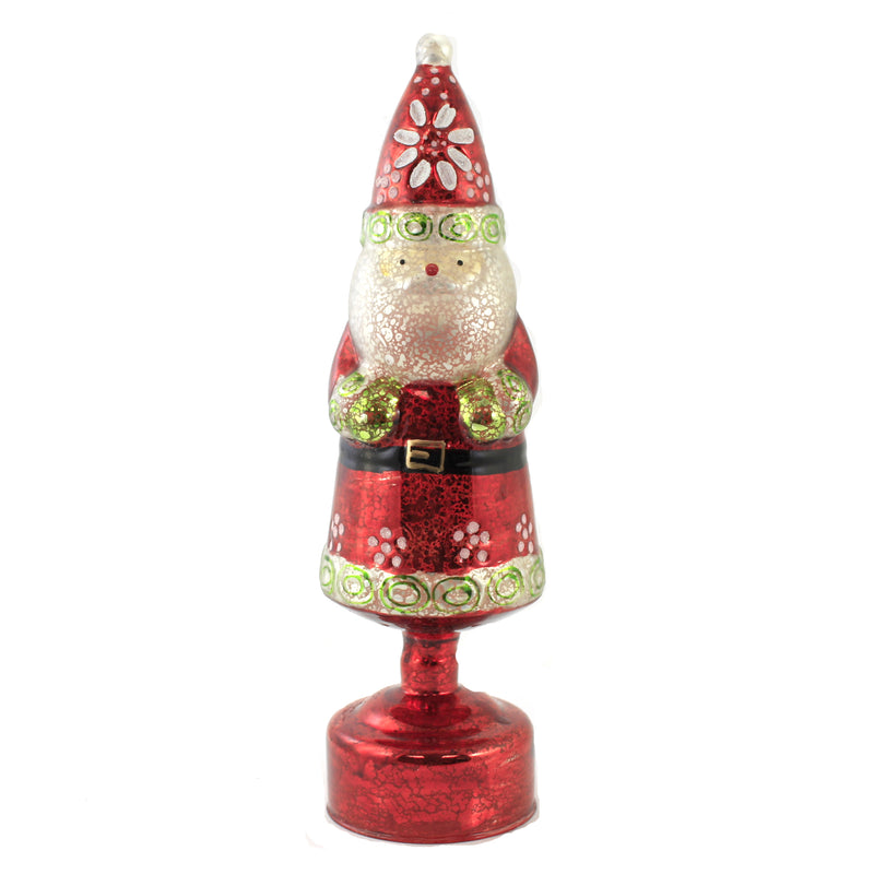 Santa Lighted Decor - One Figurine 13 Inch, Glass - Crackled Vintage-Looking Ge3002 (52008)