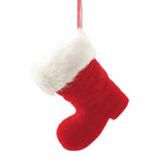 Christmas Assorted Flocked Boot Ornament Plastic Christmas Santa Shoe Wh0065 (52024)