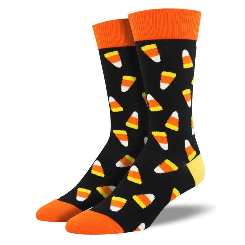 Candy Corn - 1 Pair Of Women's Socks 14 Inch, Cotton - Halloween Sock Treats Wnc1868blk (52034)