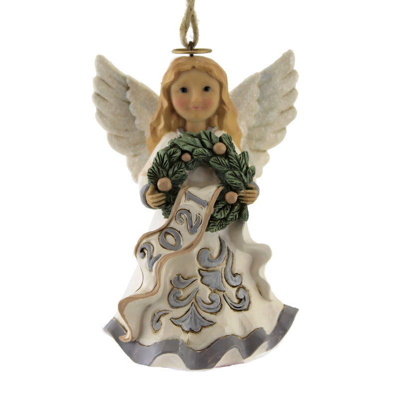 Jim Shore Woodland 2021 Angel Ornament Polyresin Christmas White 6008869