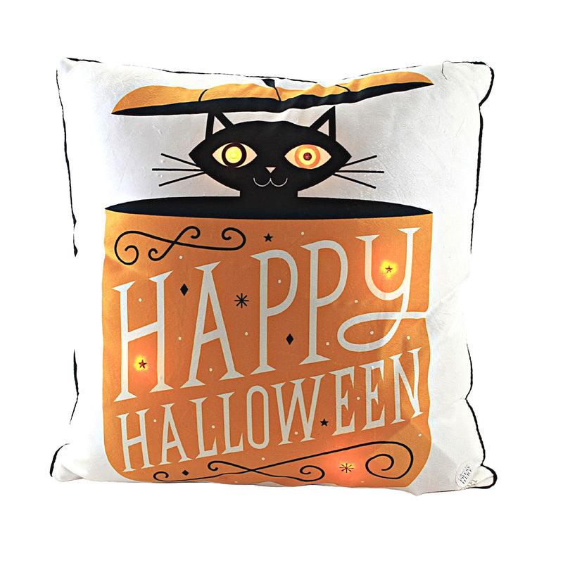 C & F Festive Fright Cat Pillow - One Pillow 18 Inch, Polyester - Led Halloween Black Kitten C86144191 (52067)