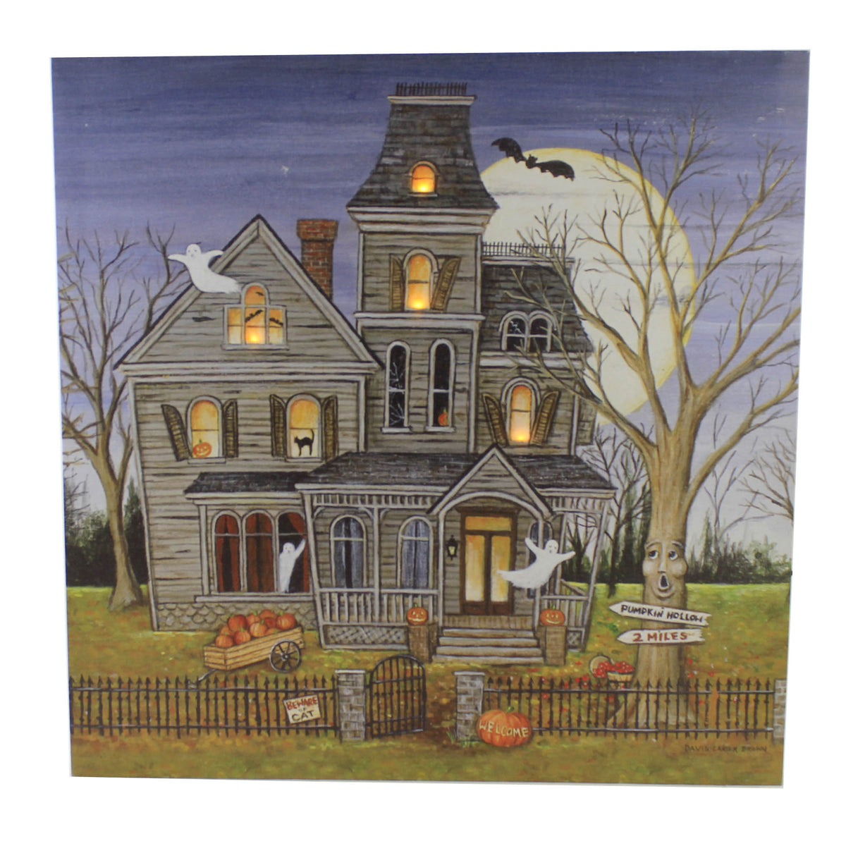 (52075) Haunted House Led Wall Art