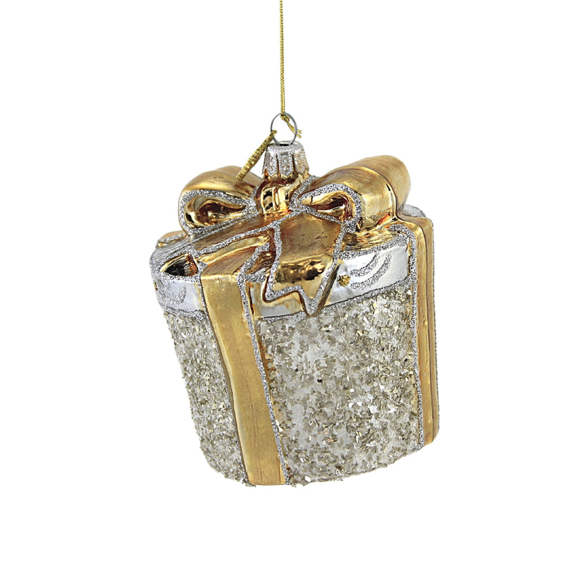 Huras Family Silver & Gold Christmas Gift - 1 Glass Ornament 4 Inch, Glass - Ornament Wedding Anniversary C587 (52098)