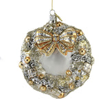 Huras Silver & Gold Wreath Glass Ornament Wedding Annoversary C694