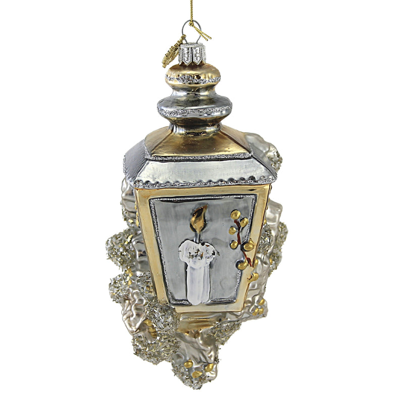 Huras Family Silver & Gold Lantern - 1 Glass Ornament 6.5 Inch, Glass - Ornament Anniversary Wedding C788 (52101)