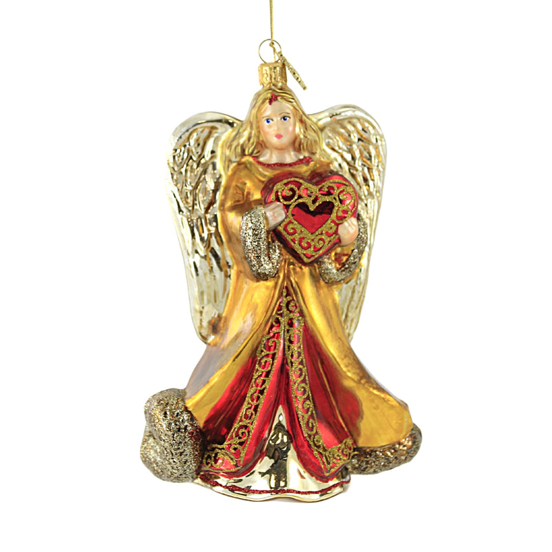 Huras Family Angel With Heart - 1 Glass Ornament 7 Inch, Glass - Ornament Valentines Religious S736 (52104)