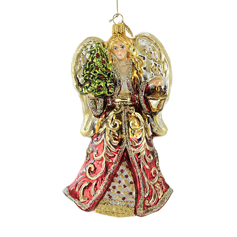 Huras Family Angel With Tree - 1 Glass Ornament 7 Inch, Glass - Ornament Lantern Religious S859 (52105)