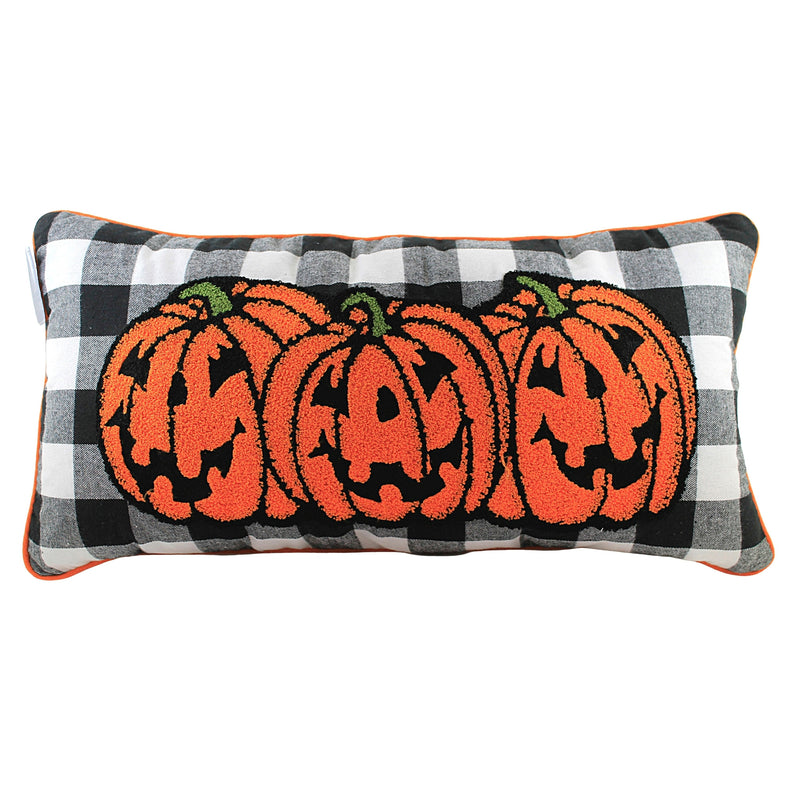Home Decor Jack-O-Lantern Bolster Pillow Buffalo Plaid Halloween 860322477B (52123)