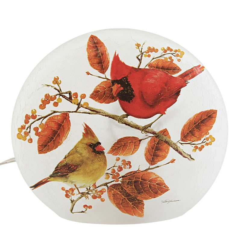 Stony Creek Cardinal With Aspen Small Glass Glass Lit Light Fall Birds Bca1261 (52144)