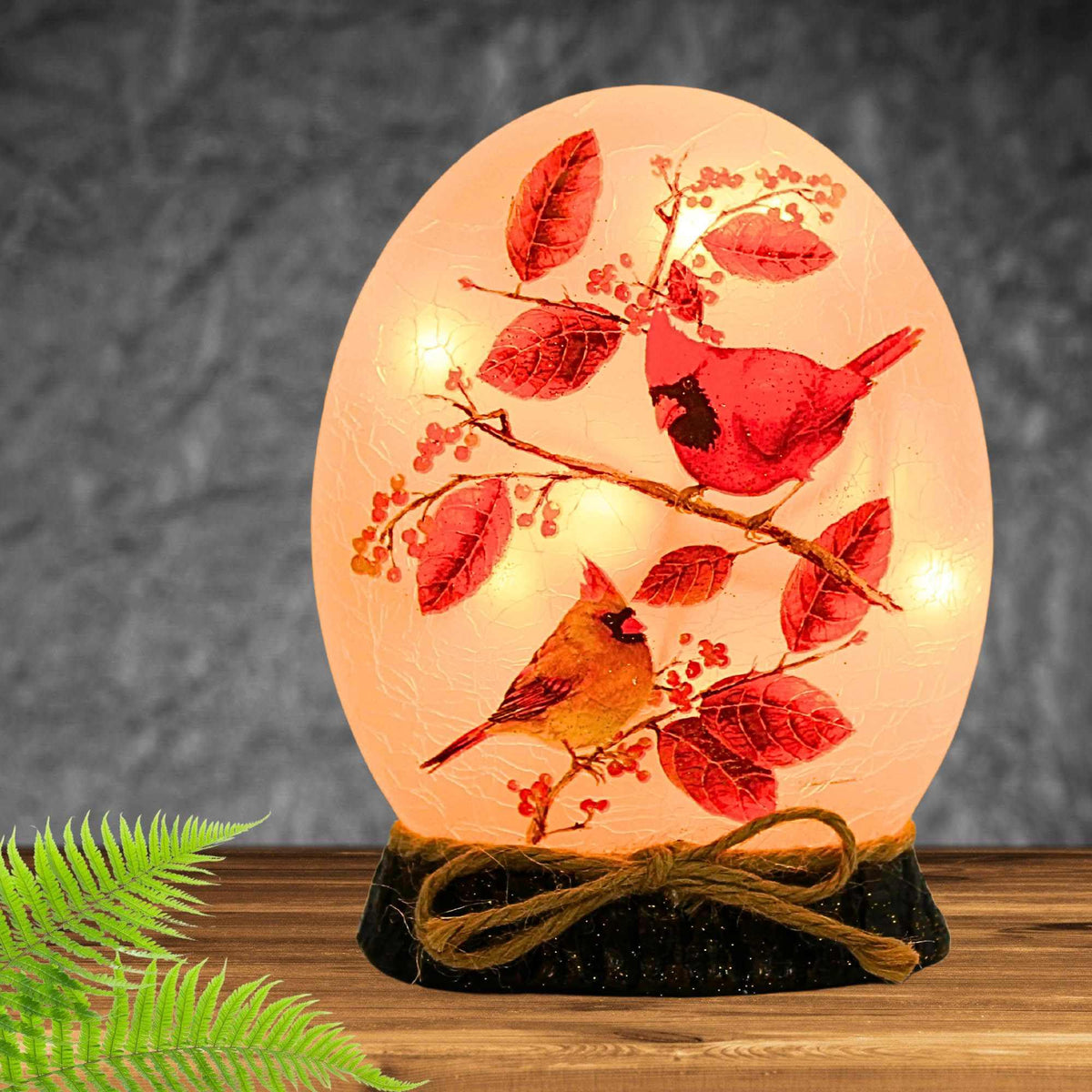 Stony Creek Cardinal W/ Aspen Lit Orb Base - - SBKGifts.com