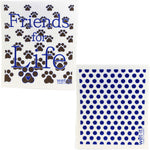 Paw Prints And Blue Dots Set - Two Swedish Dishcloths 7.75 Inch, Cellulose - Friends For Life W447*W604 (52185)