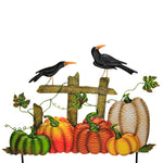 Home & Garden Metal Fence Wth Pumpkins/Crows Fall Thanksgiving Yard Decor 31823023