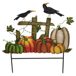 Home & Garden Metal Fence Wth Pumpkins/Crows - - SBKGifts.com