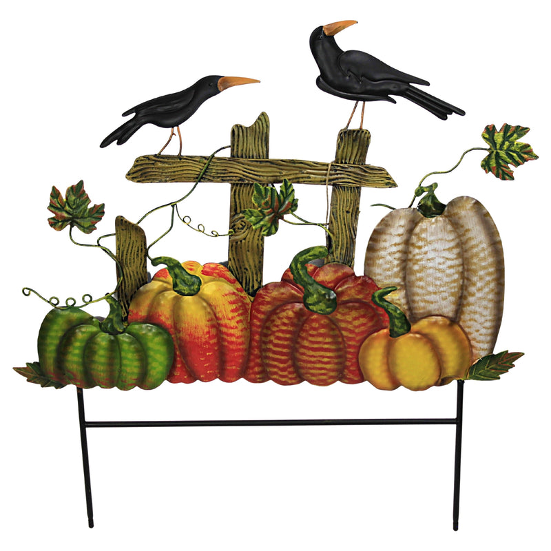Home & Garden Metal Fence Wth Pumpkins/Crows - - SBKGifts.com