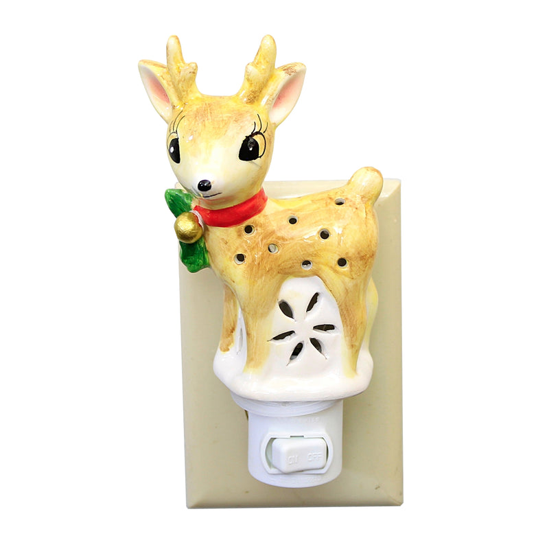 Christmas Deer Night Light Ceramic Electric Plug-In Mx181440