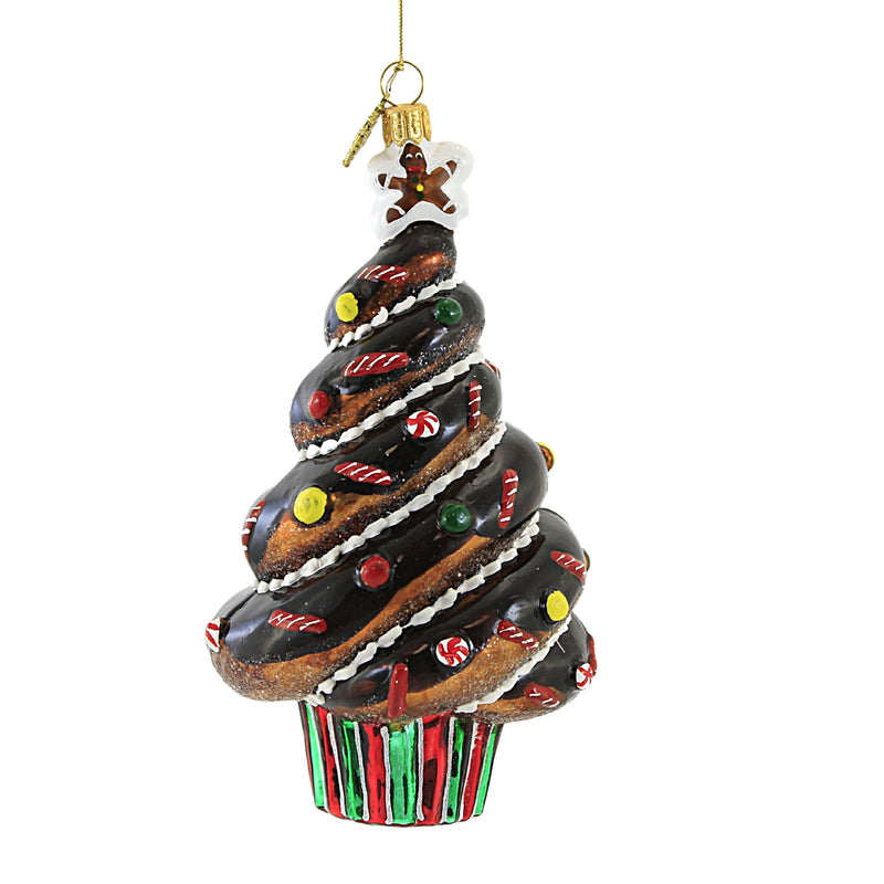 Huras Family Chocolate Christmas Tree - 1 Glass Ornament 6 Inch, Glass - Ornament Sweets Pastry Cake S641 (52225)