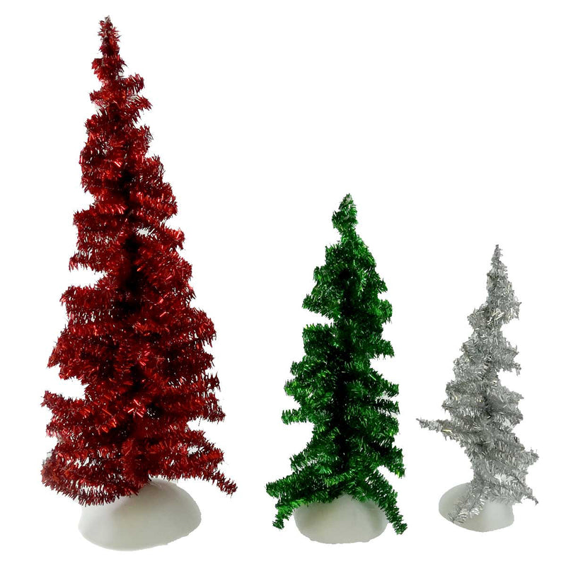 Dept 56 Accessories Tinsel Trees-Red, Green, Silver Sisal General Village 53192 (5223)