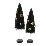 Eerie Eyeball Bottle Brush Tree - Two Trees 11 Inch, Plastic - Set Of 2 Glittered Lc0724 (52249)