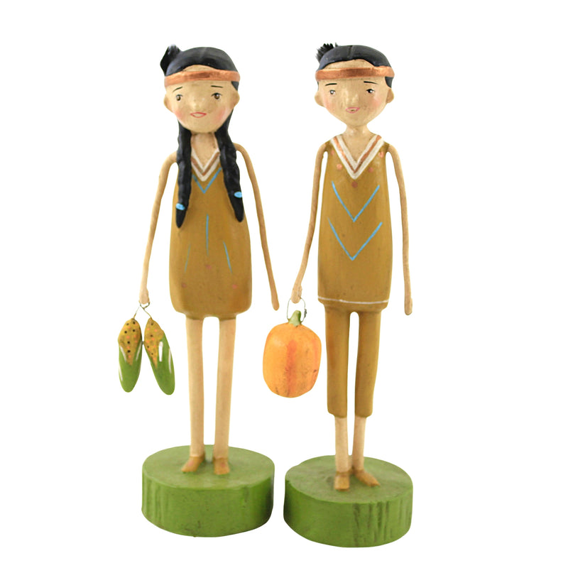Harvest Native American - Two Figurines 7.25 Inch, Polyresin - Indian Corn Pumpkin Ml9291 (52265)