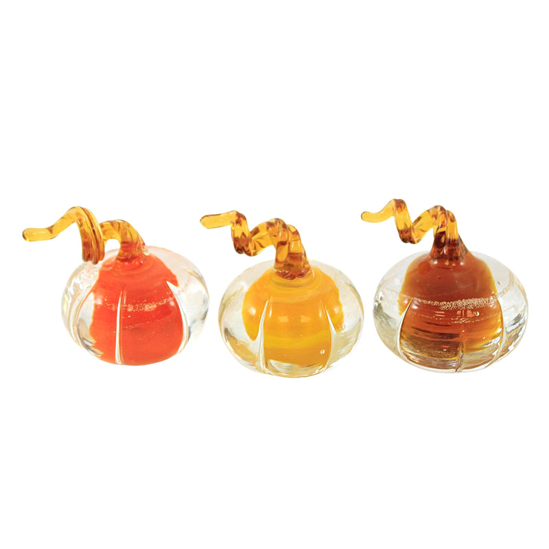 Fall Mini Glass Amber Pumpkins - - SBKGifts.com