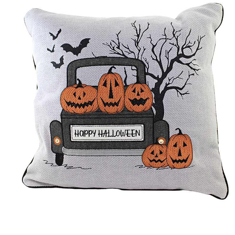 C & F Spooky Time Pillow W/ Led Light - One Pillow 17 Inch, Polyester - Jack-O-Lantern C842982501 (52317)