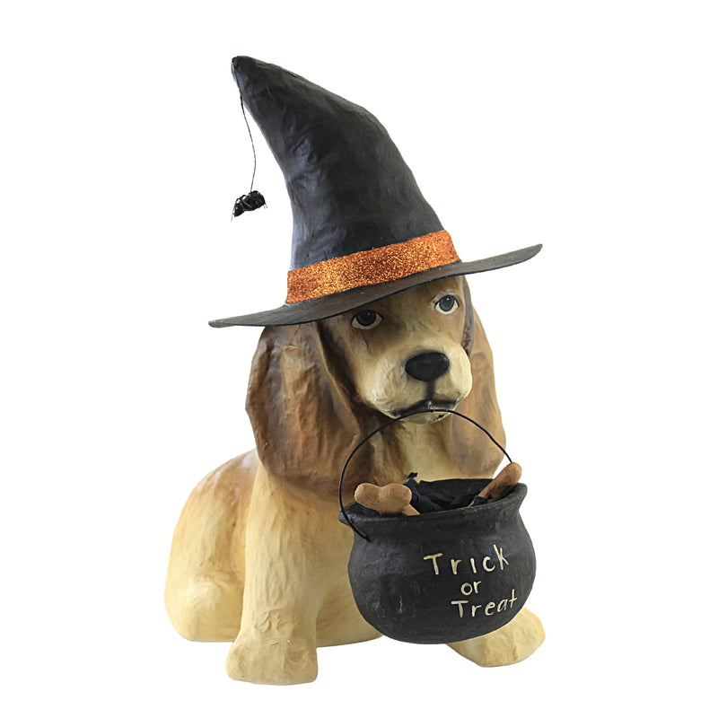 Halloween Trick Or Treat Dog Paper Mache Witches Hat Brew Pot Tj0198