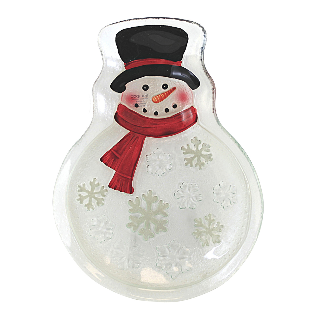 (52362) Glass Classic Snowman Plate