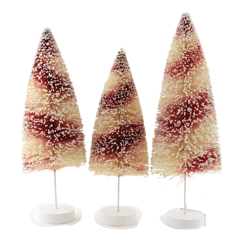 Christmas Candy Cane Bottle Brush Trees - - SBKGifts.com