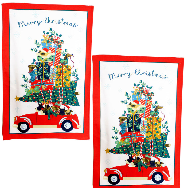 Tabletop Hound Dog Going Home Xmas Cotton Timeless Textiles 022Hhc