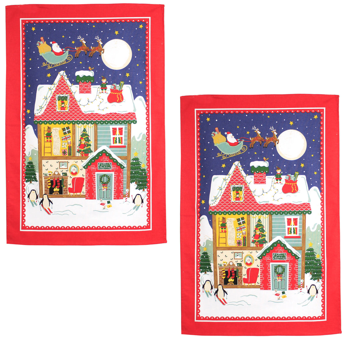 (52419) Santa's Workshop Tea Towels
