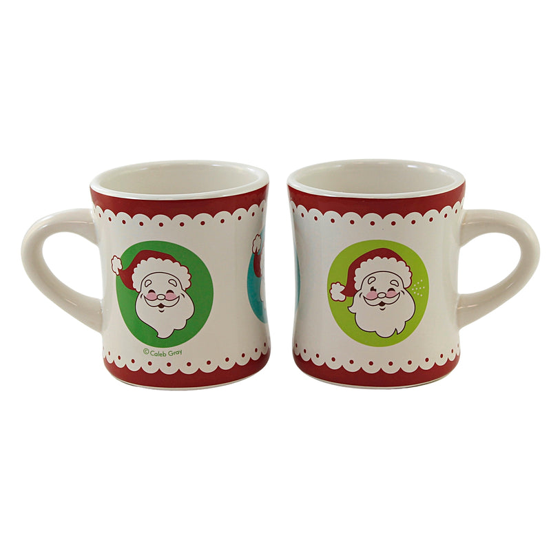Tabletop Santa Mug Set Stoneware Retro-Looking 11 Oz Hy0085