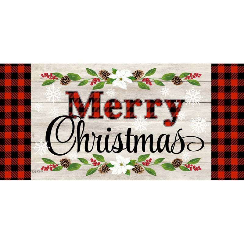 Christmas Christmas Sentiments Mat Rubber Sassafras Merry Poinsettia 431881 (52492)