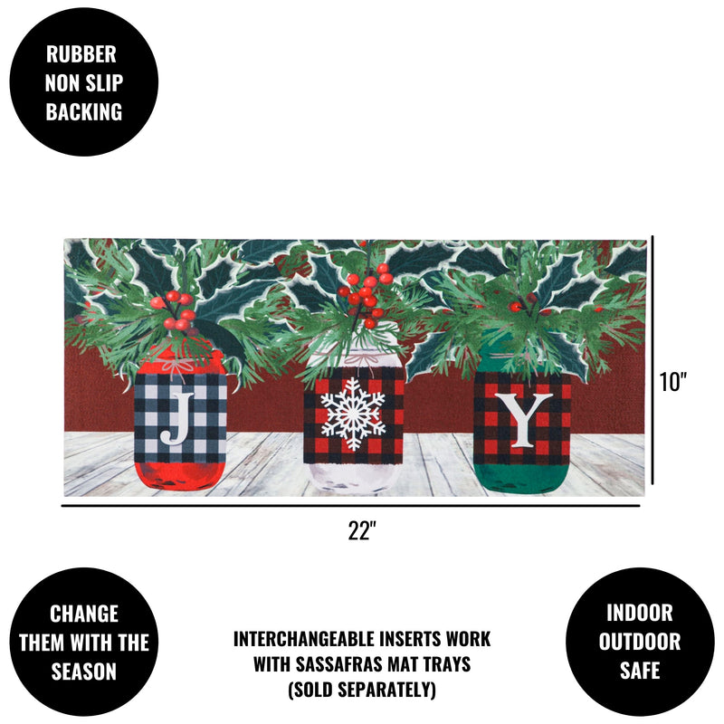 Christmas Trio Of Joy Mason Jars Mat - - SBKGifts.com