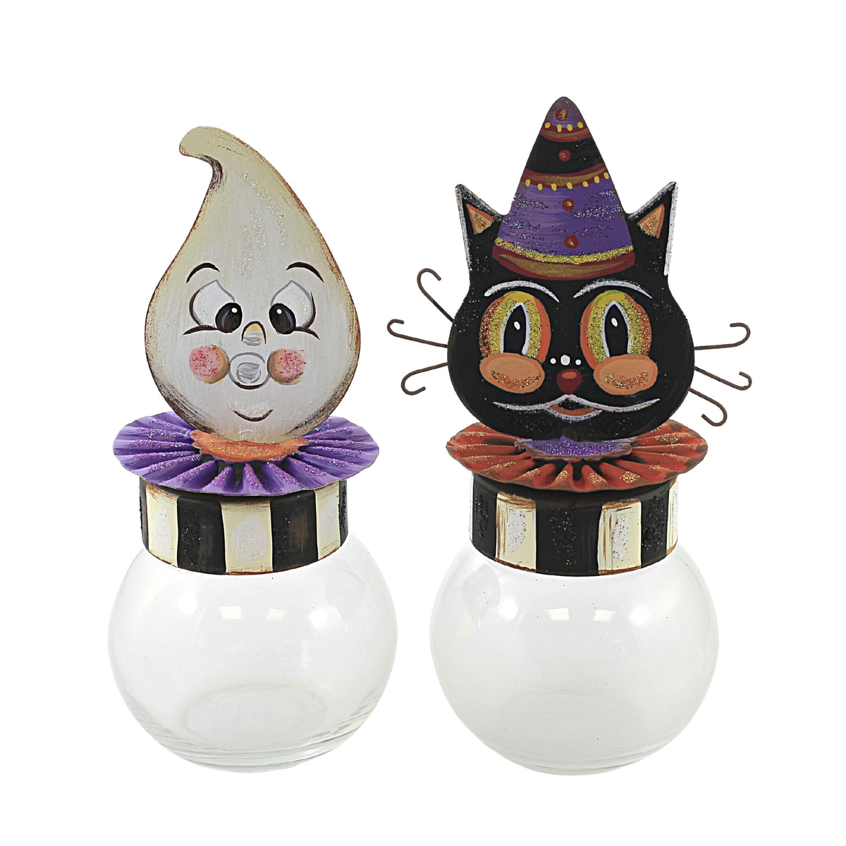 (52519) Vintage Cat & Ghost Bubble Jars