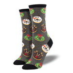 Novelty Socks Decorative Donuts Nylon Christmas Wreath Reindeer Wmc2414chh (52523)