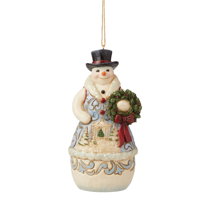Jim Shore Victorian Snowman With Wreath Polyresin Christmas Snow Man 6009498