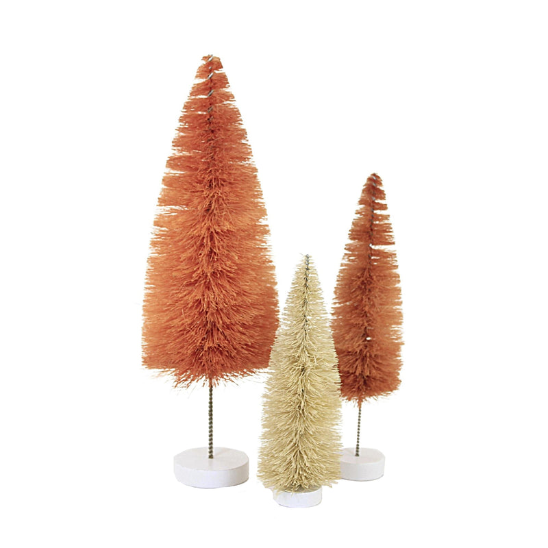 Christmas Rainbow Tree Pink Set / 6 Sisal Putz  Village  Bottle Brush Ms427p
