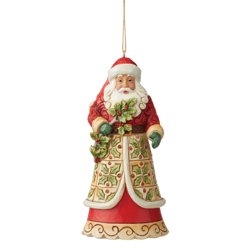Santa With Holly. - 1 Ornament 4.75 Inch, Polyresin - Claus Christmas Jim 6009462 (52629)