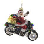 Kurt S. Adler Santa On Motorcycle - One Ornament 4.25 Inch, Glass - Christmas Delivery Nb1430 (52656)