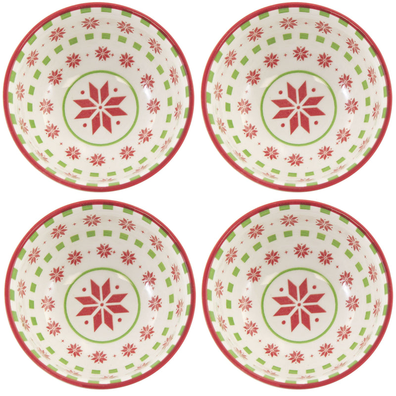 Tabletop Snowflake Mini Snack Bowls Ceramic Vintage Look Pattern A42015