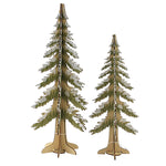 3D Painted  Glittered Fir Trees - Two Wood Trees 15 Inch, Wood - Snow Tipped A15201-15203 (52685)