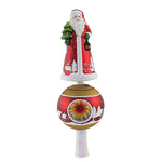 Blu Bom Village Santa Reflector Finial Tree Topper Ball Glittered 2021-293