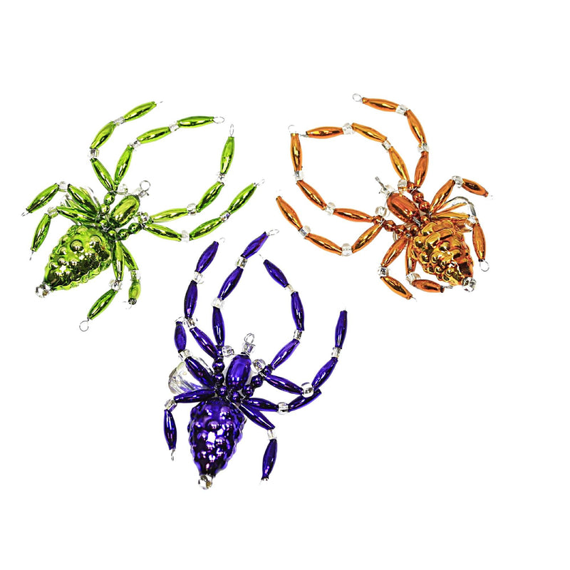Santa Land Halloween Spiders Clip On Glass Ornament Set/3 Beaded Czech 21R1030 (52713)